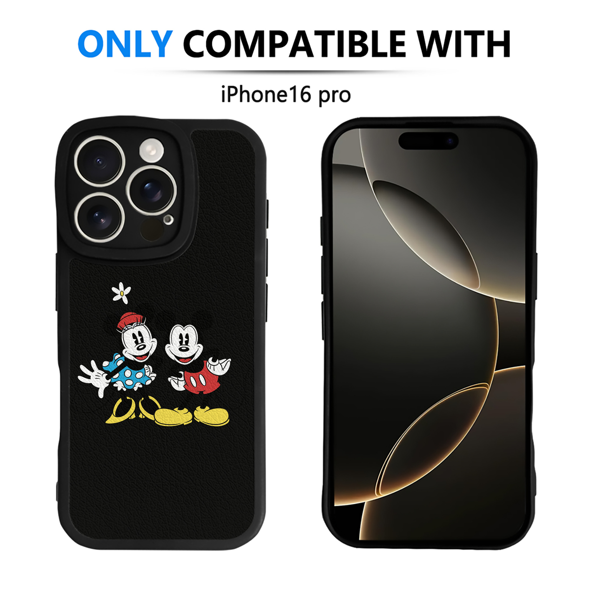 （画像用） ミッキーマウス Mickey Mouse 【iPhone 16シリーズ対応】シリコンスマホケース（レザー調） 材質：シリコン